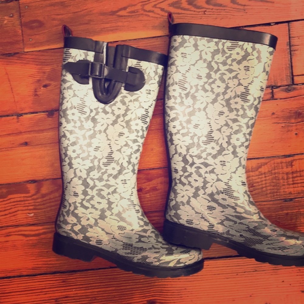 Black and White Festival Rain Boot